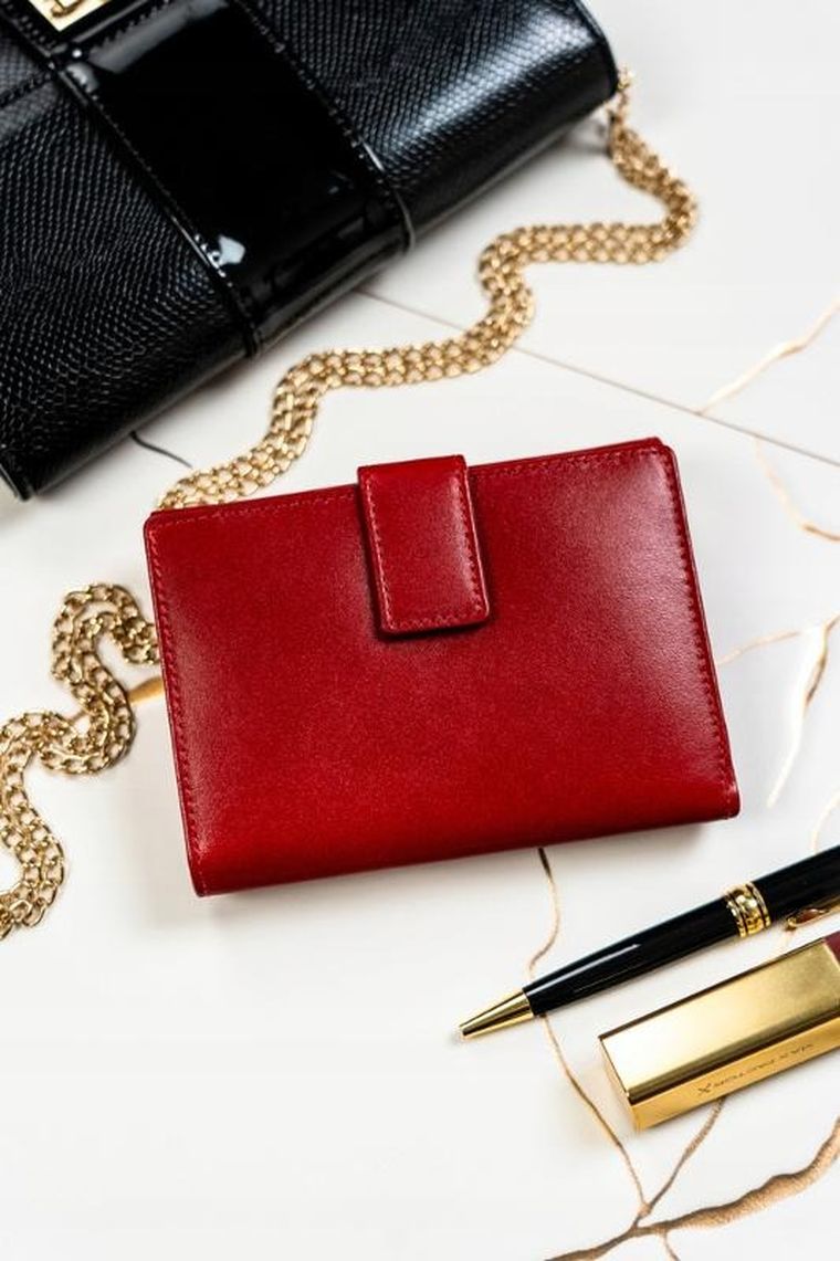 Zestaw: Portfel, Brelok, czerwony, skórzany, RFID, Peterson