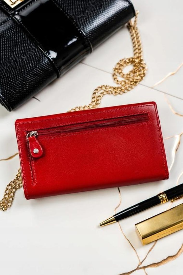 Zestaw: Portfel, Brelok, czerwony, skórzany, RFID, Peterson