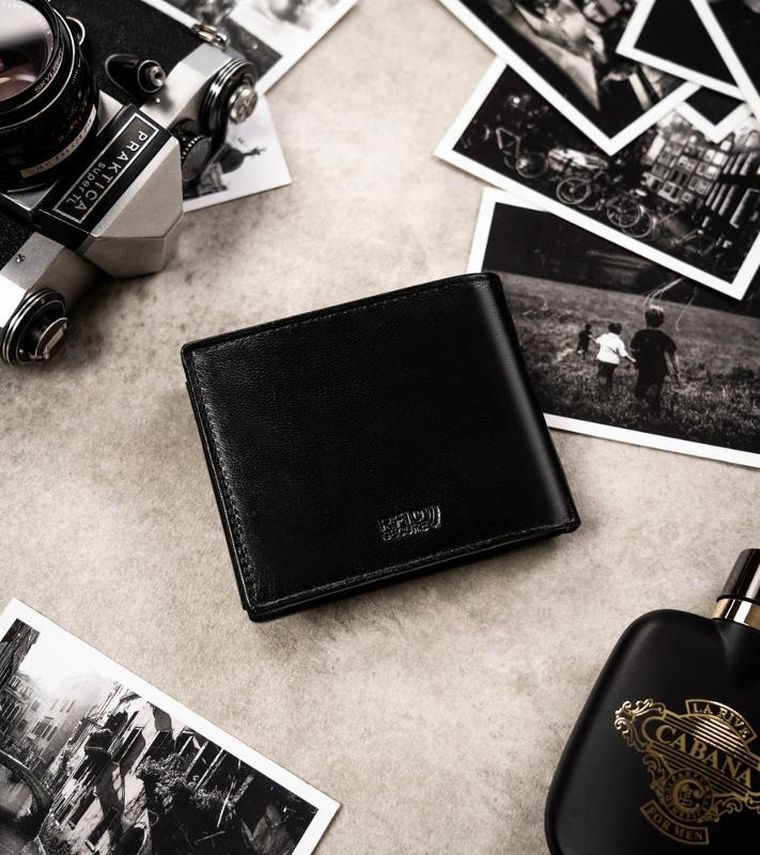 Zestaw prezentowy: Portfel, Brelok, czarny, skórzany, Peterson