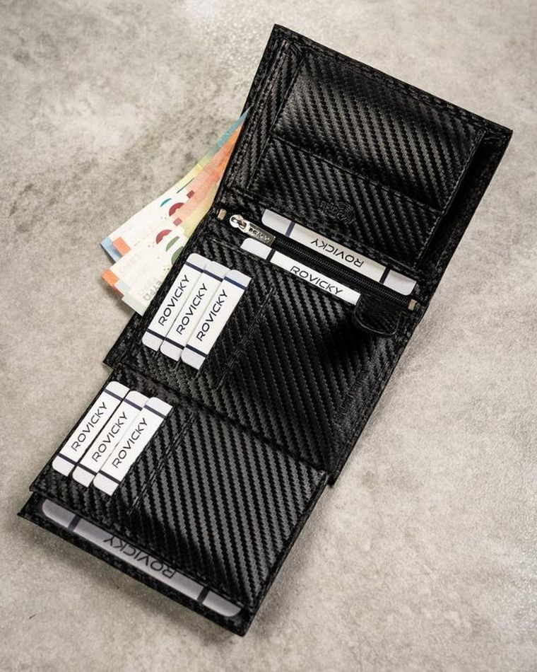 Zestaw prezentowy: Portfel, Brelok, czarny, skórzany, Rovicky