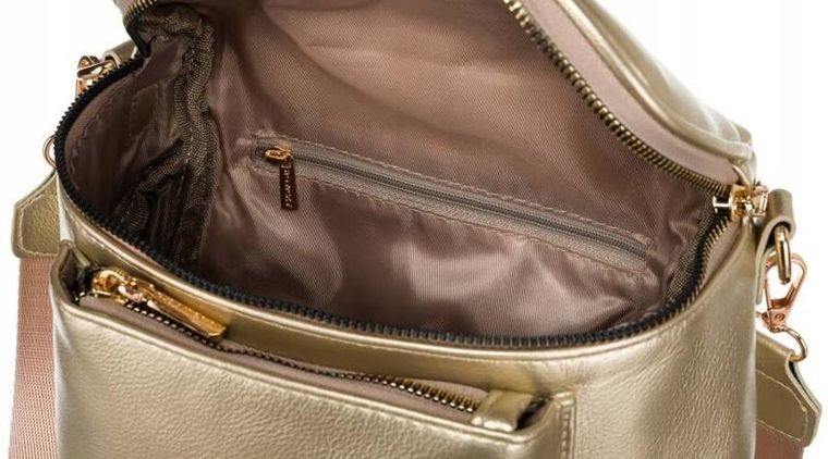 Zestaw: Saszetka na ramię, Portmonetka, złota, skóra ekologiczna, Rovicky