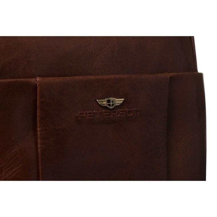 Zestaw, Torba listonoszka, Etui na klucze, brązowy, skórzany, Peterson