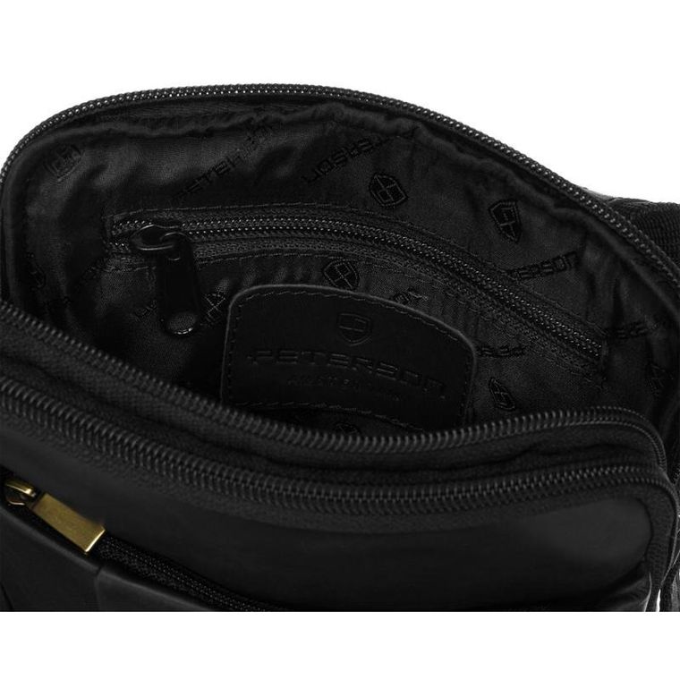 Zestaw, Torba listonoszka, Etui na klucze, czarny, skórzany, Peterson