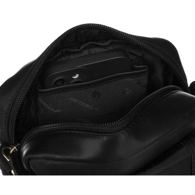 Zestaw, Torba listonoszka, Etui na klucze, czarny, skórzany, Peterson