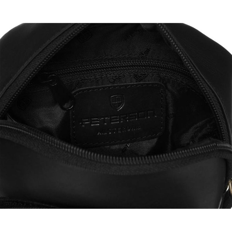 Zestaw, Torba listonoszka, Etui na klucze, czarny, skórzany, Peterson