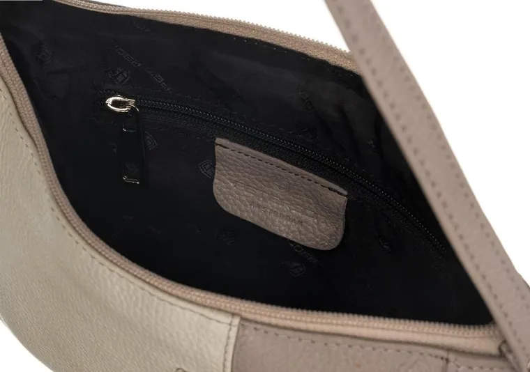 Zestaw: Torebka skórzana, Portfel, beżowy, Peterson