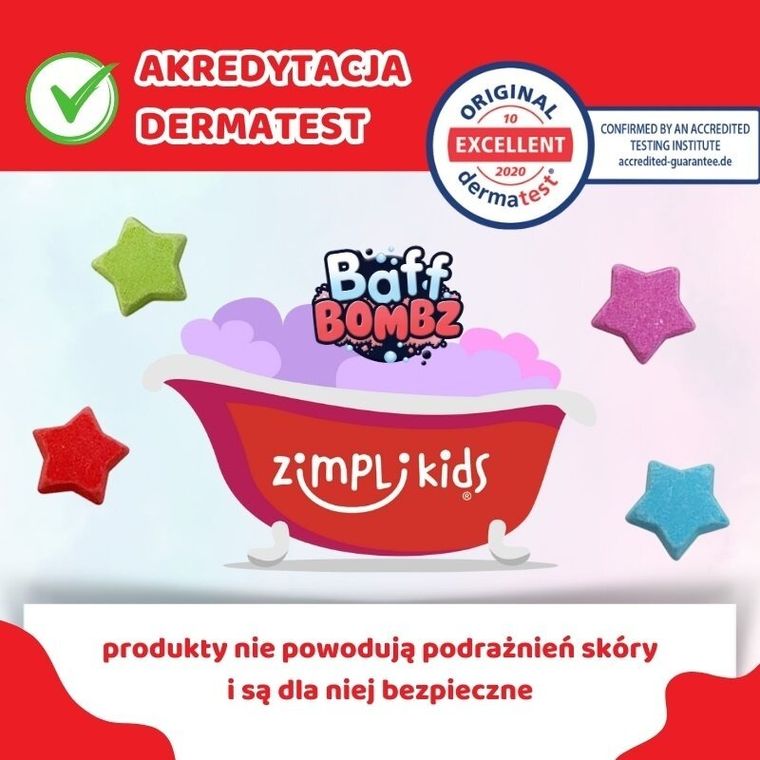 Zimpli Kids, Baff Bomb, musujące gwiazdki do kąpieli, zmieniające kolor wody, 4 szt.