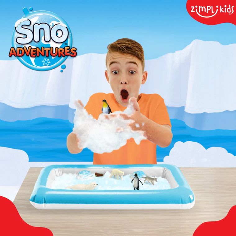 Zimpli Kids, Sno World Arctic Adventure, zestaw do tworzenia śniegu z figurkami i tacą, 3+