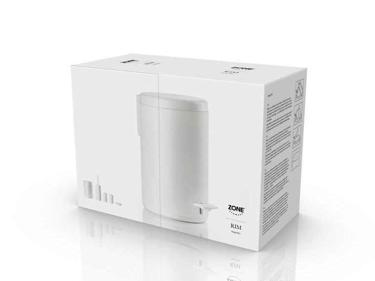Zone Denmark, kosz na śmieci pedałowy Rim, 3l, white