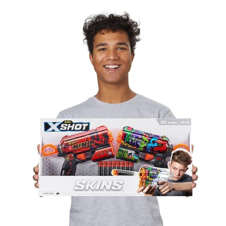 Zuru, X-shot, Skins Flux, zestaw wyrzutni, 16 strzałek