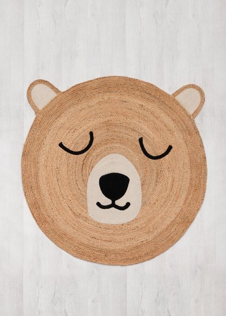 4living, dywanik jutowy z misiem, 120 cm