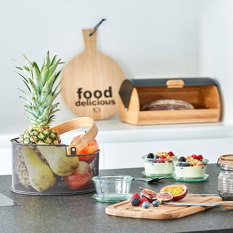 5five Simply Smart, chlebak bambusowy z czarną pokrywą, 39 cm