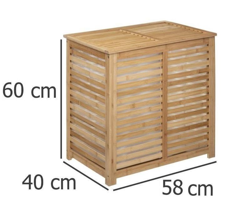 5five Simply Smart, kosz na pranie, podwójny, 2-komorowy, Sicela, bambusowy