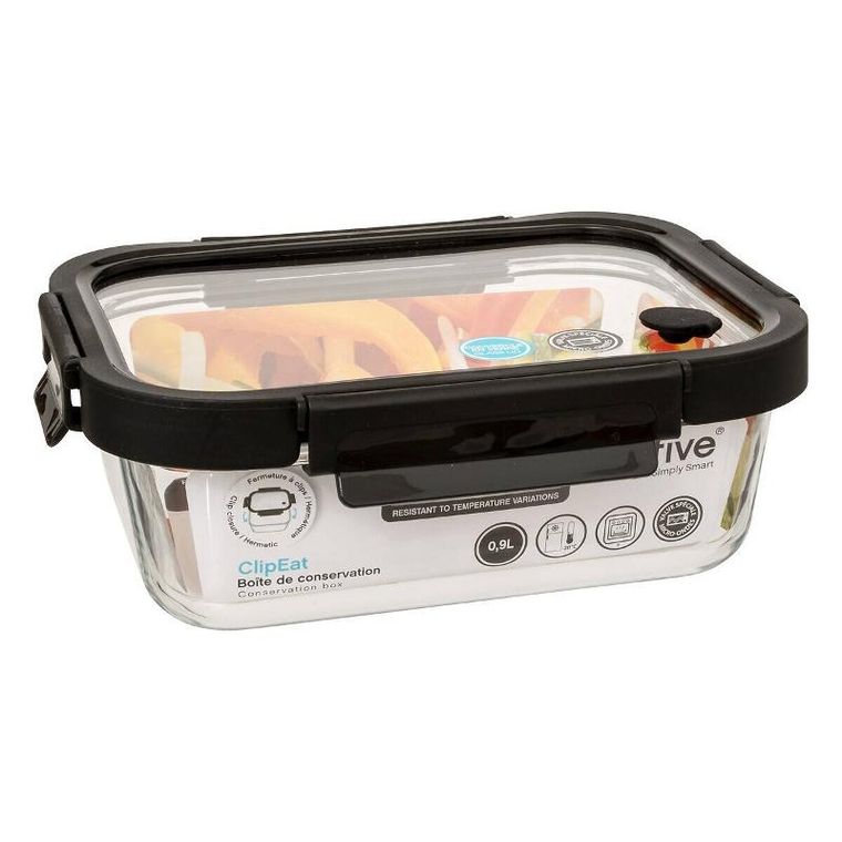 5five Simply Smart, szklany pojemnik na żywność z hermetyczną pokrywką, transparentny