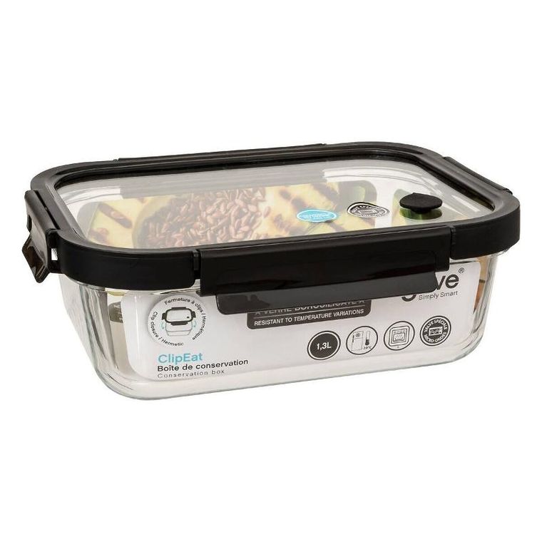 5five Simply Smart, szklany pojemnik na żywność z hermetyczną pokrywką, transparentny