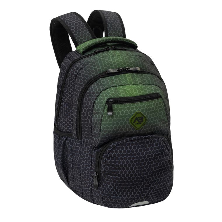 Abag, plecak szkolny, 3-komorowy, hexagon green ombre