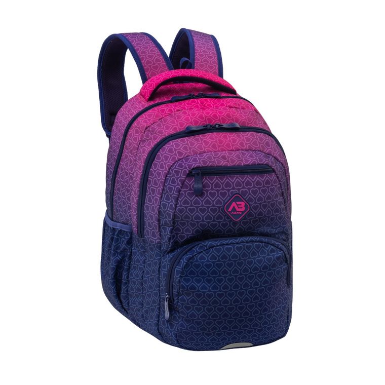 Abag, plecak szkolny, 3-komorowy, hexagon pink ombre