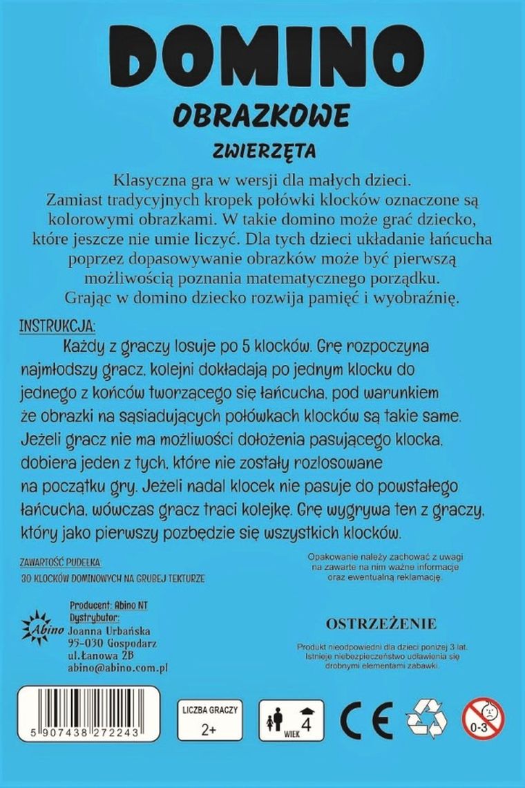 Abino, Domino obrazkowe, gra familijna, 1 szt.