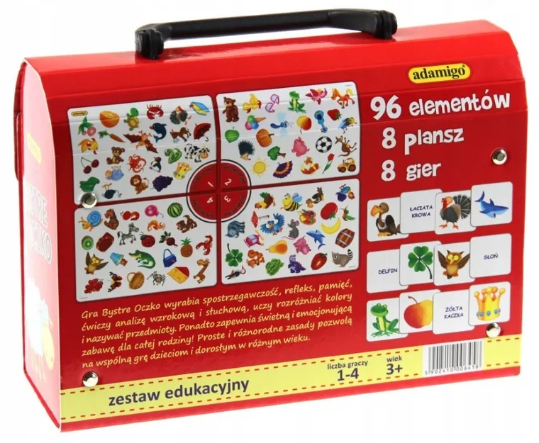 Adamigo, Kuferek pełen gier, Bystre Oczko, zestaw 8 gier edukacyjnych