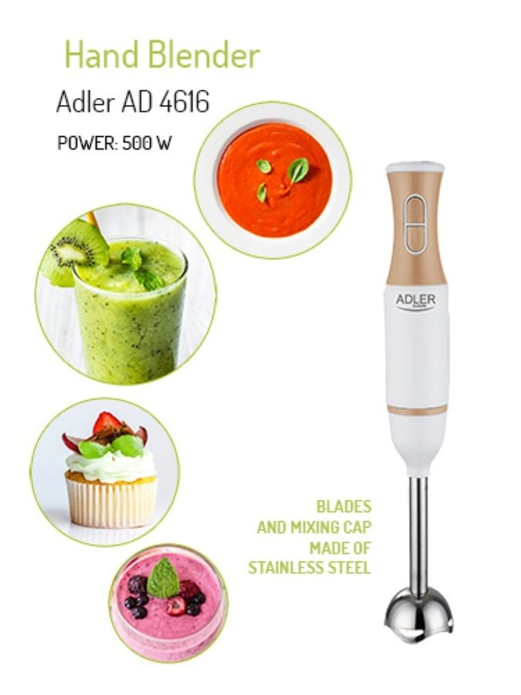 Adler, blender ręczny AD 4616, biało-złoty, 500 W