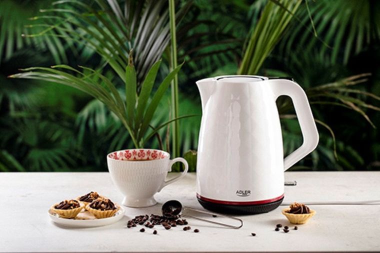 Adler, czajnik elektryczny, AD 1277 w, 2200 W, 1.7l, biały