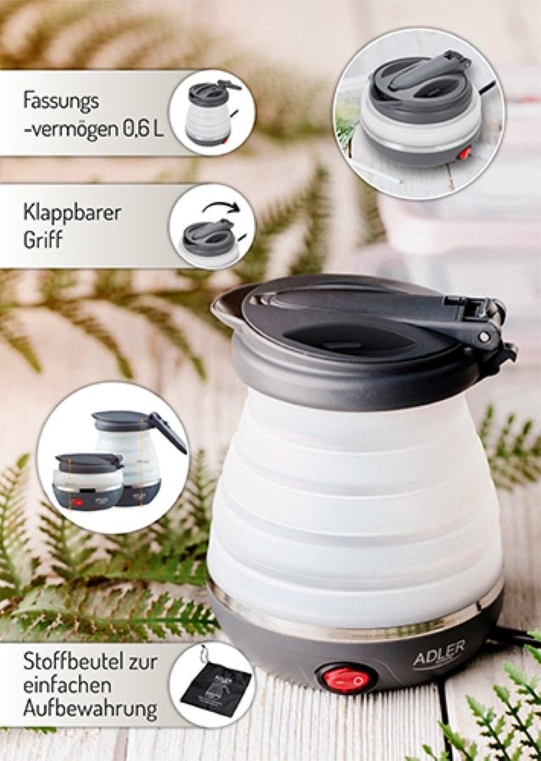 Adler, czajnik turystyczny, silikonowy, 0,6 l