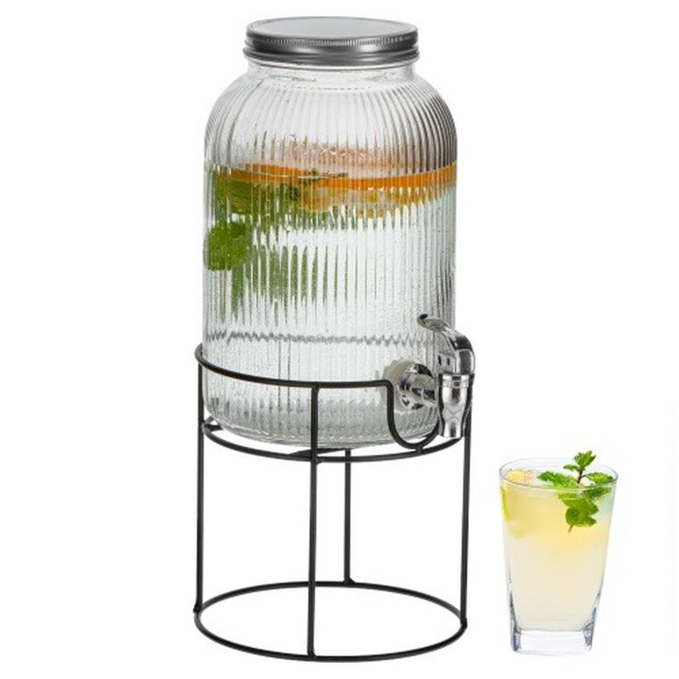 Adler, słój do napojów z kranikiem i stojakiem, szklany, 4l