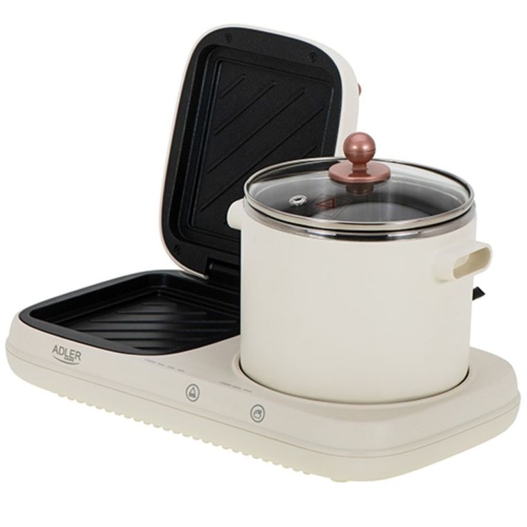 Adler, stacja śniadaniowa 2w1, grill i garnek do gotowania