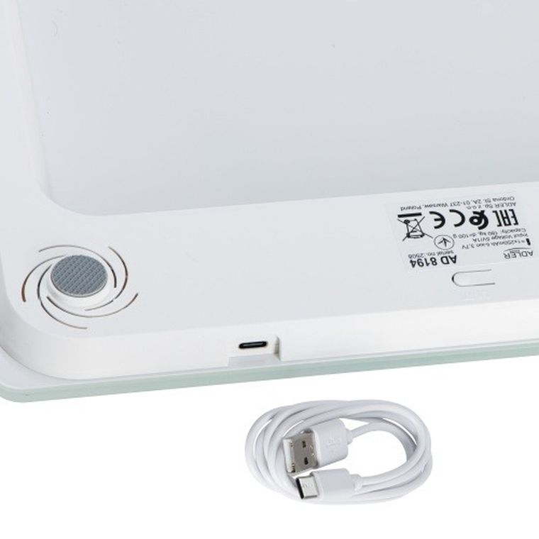 Adler, waga łazienkowa USB-C, akumulatorowa, do 180 kg