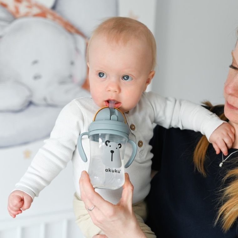 Akuku, bidon z chowaną słomką, miś, 300 ml, A0203