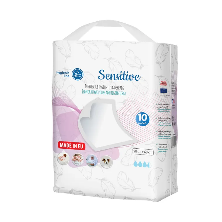 Akuku, Sensitive, jednorazowe podkłady higieniczne, 60-90 cm, 10 szt.