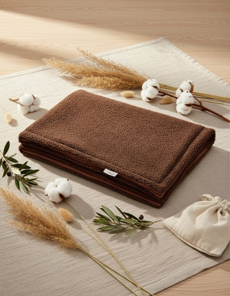 Albero Mio, Cotton Muślin & Boucle, kocyk boucle, brąz, 75-100 cm