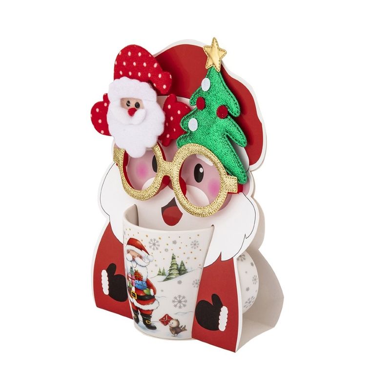 Altom Design, kubek Mikołaj nbc, 400 ml, z okularami świątecznymi, w opasce