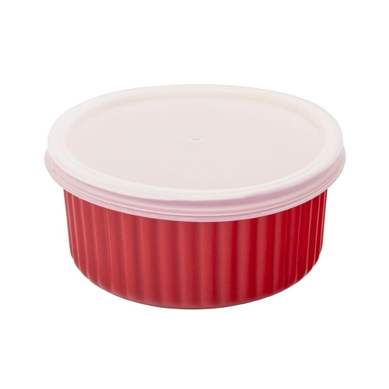 Altom Design, Red Chilli, ramekin ceramiczny z pokrywką, 12,5-6 cm, 370 ml
