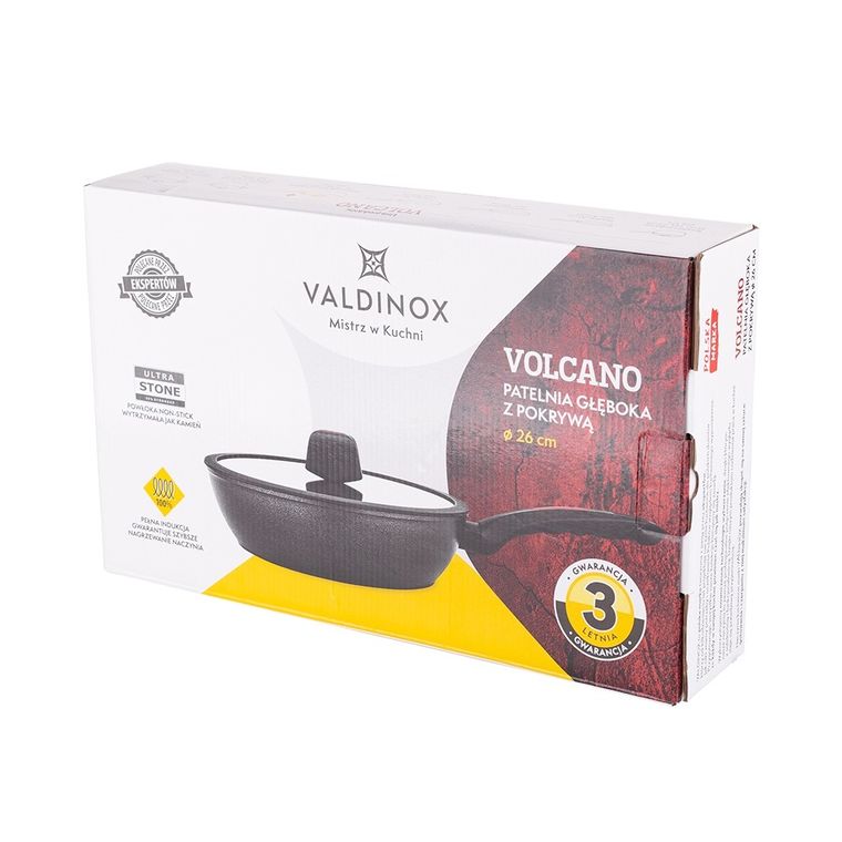 Altom Design, Valdinox, Volcano, patelnia głęboka z pokrywą, 26 cm, 2,8l