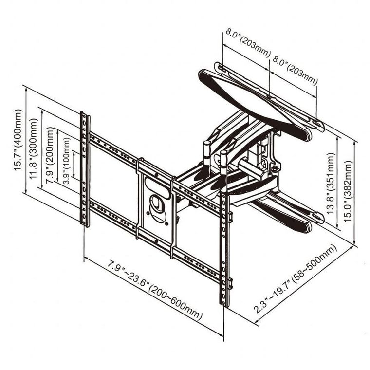 Art, uchwyt do TV LCD/LED, 40-75", 45 kg, regulacja pion/poziom, 58-500 mm max VESA, 600-400