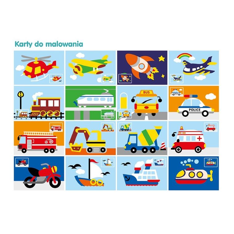 Askato, Genialny dzieciak, piaskowa malowanka pojazdy