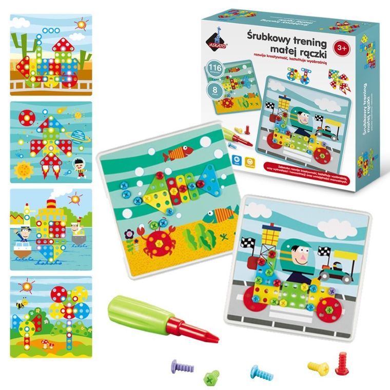 Askato, Genialny dzieciak, śrubkowy trening małej rączki, mozaika, 116 elementów