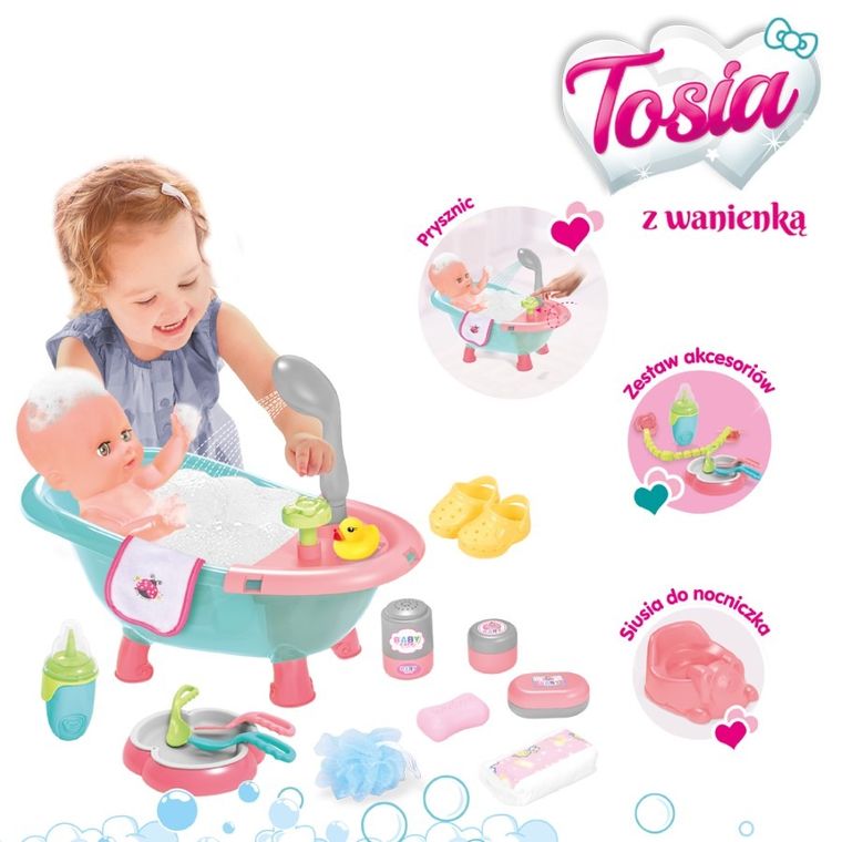 Askato, lalka z wanienką, szare ubranko