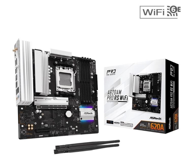 Asrock, płyta główna, A620AM PRO RS WIFI AM5 4DDR5 HDMI/DP M.2 mATX