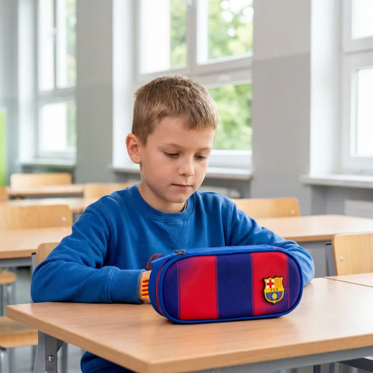 Astra, FC Barcelona, piórnik owalny, niebieski