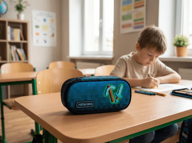 Astrabag, piórnik owalny, Blue Pixel