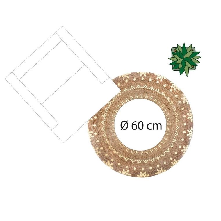 Atmosphera, dywan dekoracyjny z juty, Ø 115 cm, okrągły