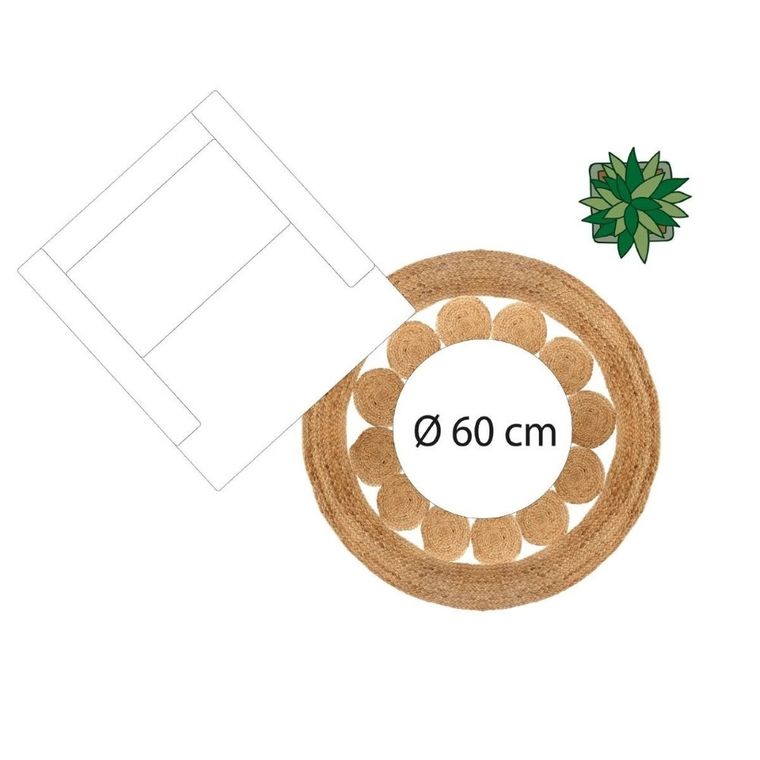 Atmosphera, dywan dekoracyjny z juty, Ø 120 cm, okrągły