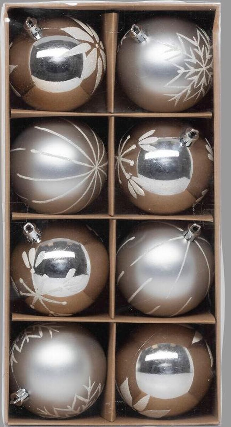 Atmosphera, komplet bombek, srebrnych, średnica 8 cm