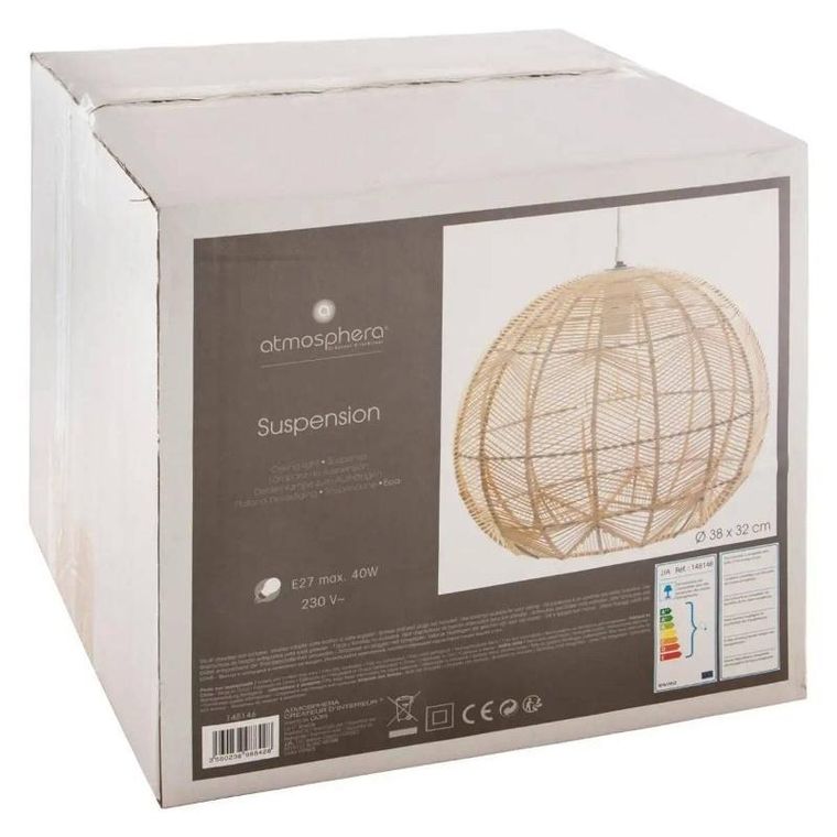 Atmosphera, lampa rattanowa nad stół, Kita, ø 38 cm