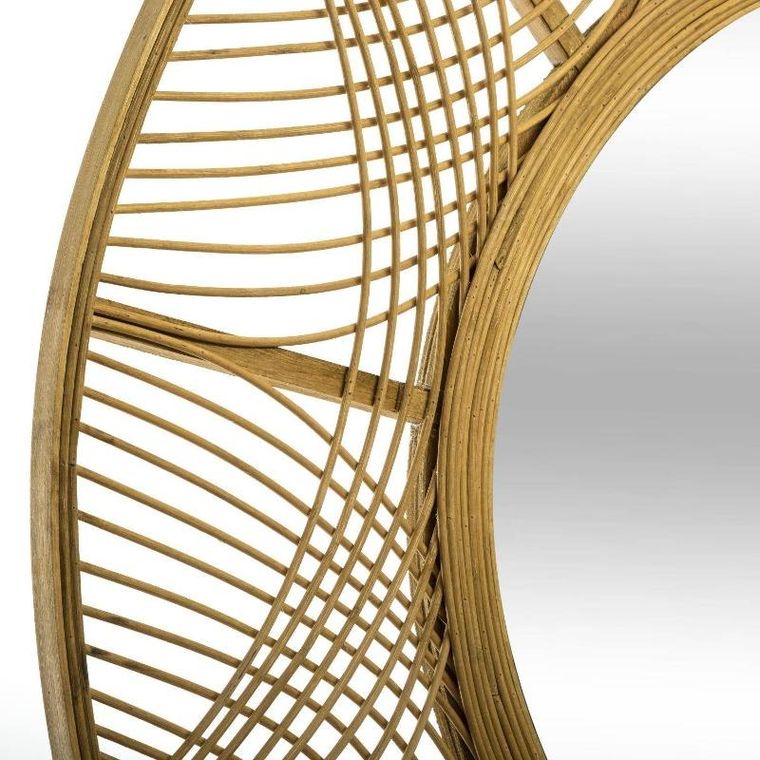 Atmosphera, lustro boho, w bambusowej ramie, Ina, Ø 70 cm