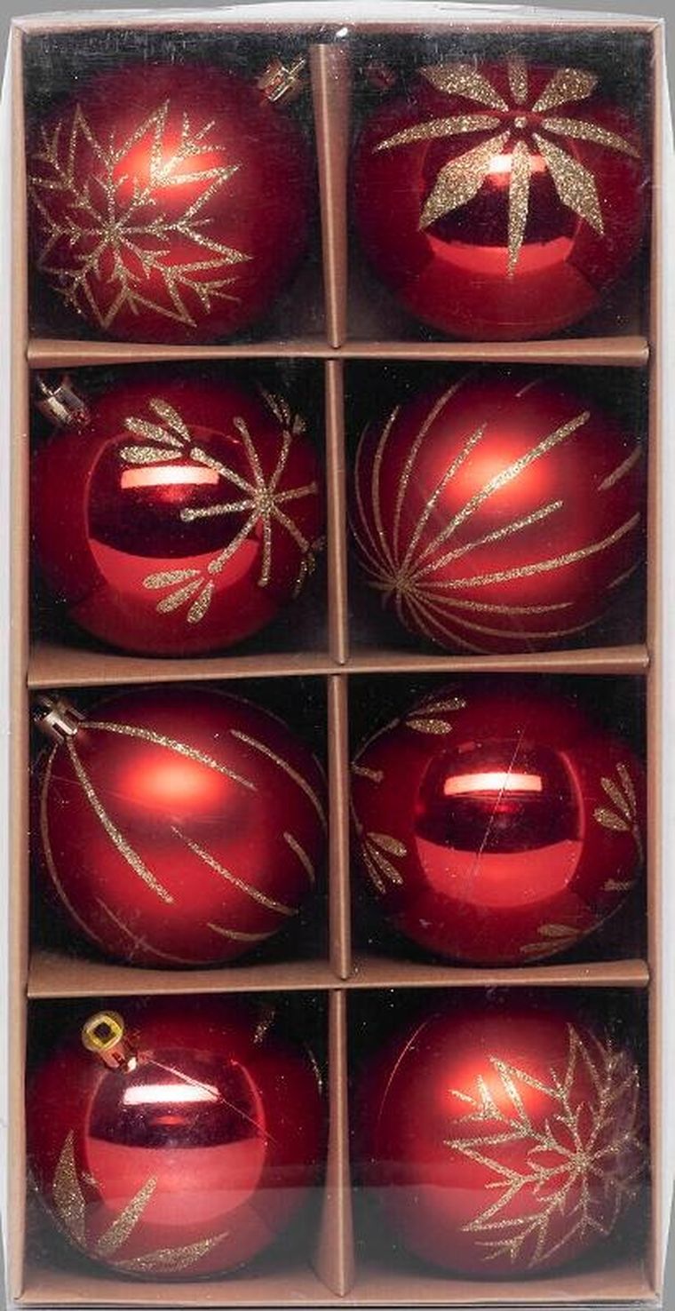 Atmosphera, zestaw bombek ze złotymi zdobieniami, 8 cm