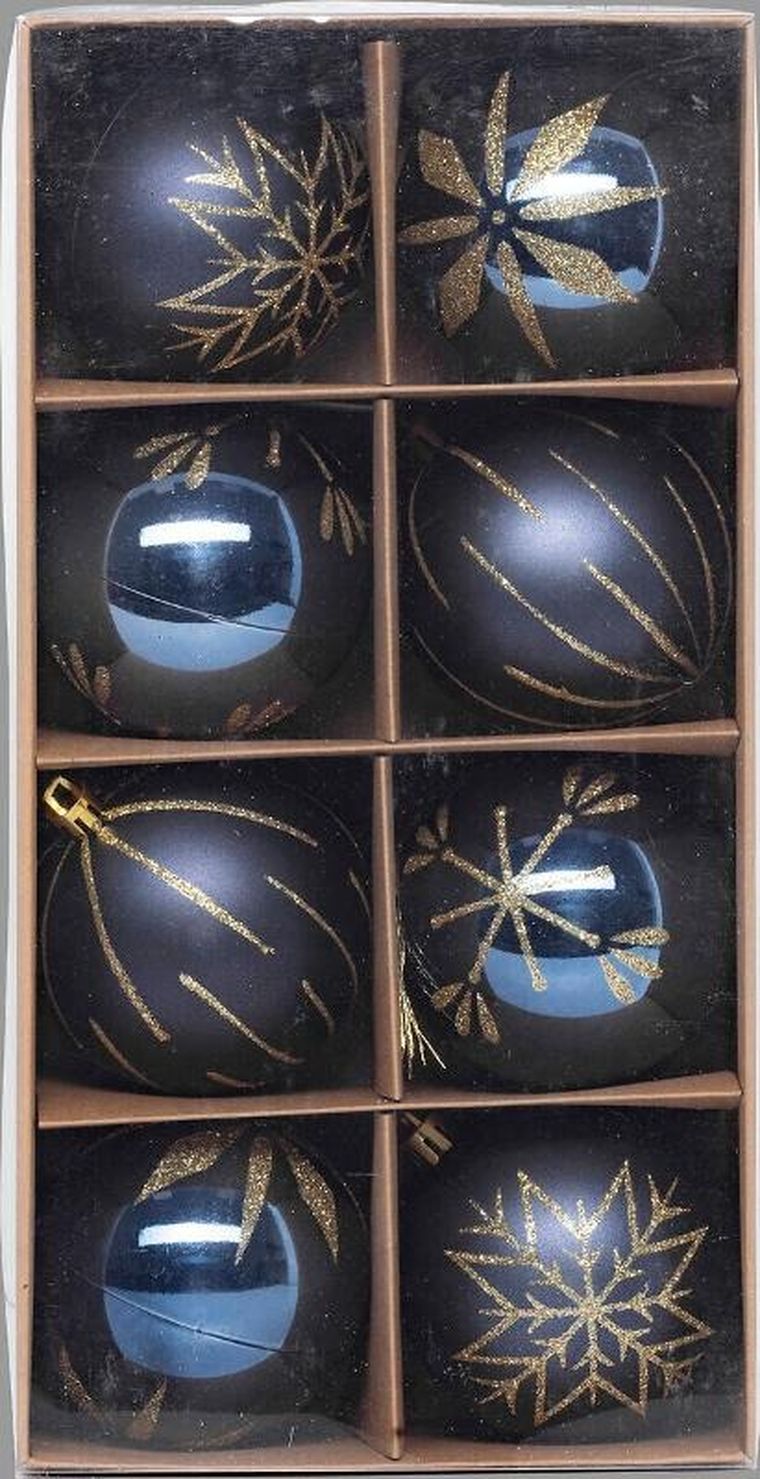 Atmosphera, zestaw bombek ze złotymi zdobieniami, 8 cm