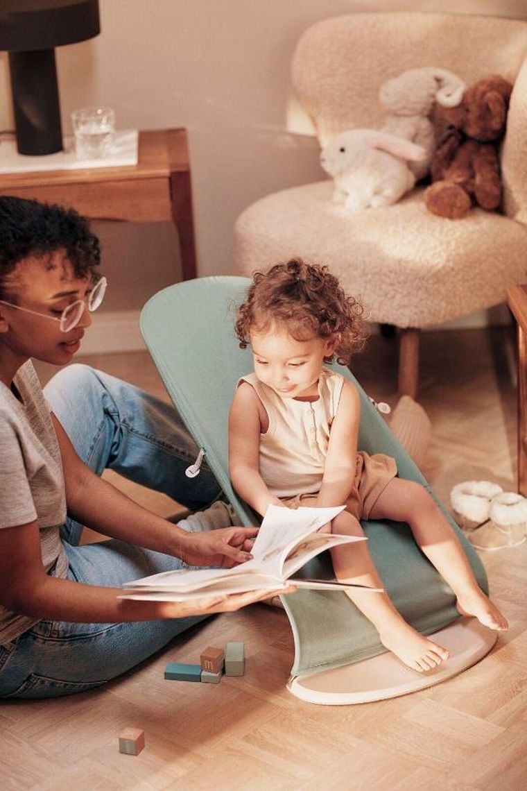 BabyBjörn, Balance Soft Woven/Jersey, leżaczek, jasnoszałwiowy-szary